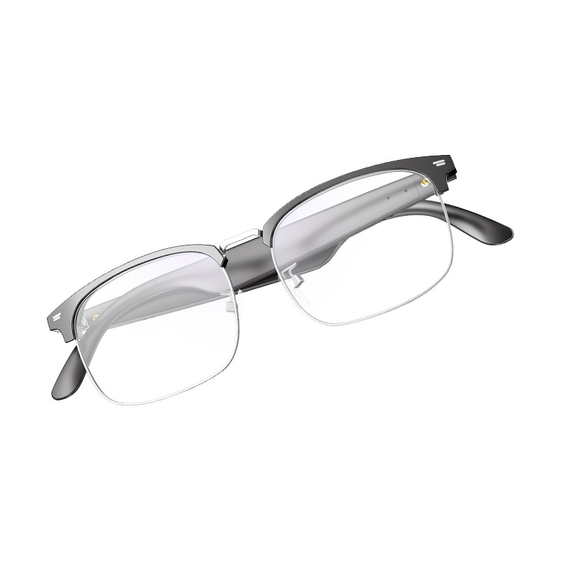 Zwart zilver BT 5.3 Ultralight Smart Bluetooth Wireless Glasses voor muziek luisteren
