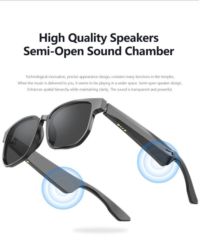 BT 5.1 Stereo Sound Bluetooth zonnebrillen met muziektyd van 4 uur en 90 mAh batterij